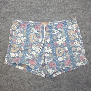Reyn Spooner Swim Trunks Mens Medium Blue Floral Hawaiian Lined